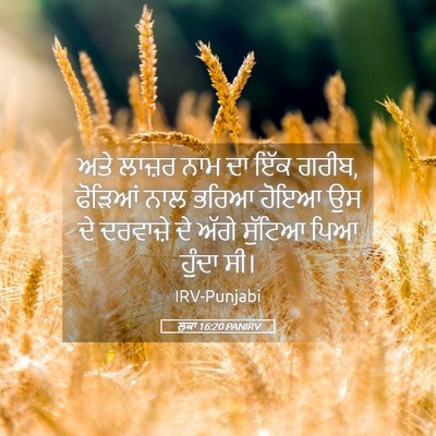 Picture 05 - ਲੂਕਾ 16:20 PANIRV - ਅਤੇ ਲਾਜ਼ਰ ਨਾਮ ਦਾ - Bible Verse Picture