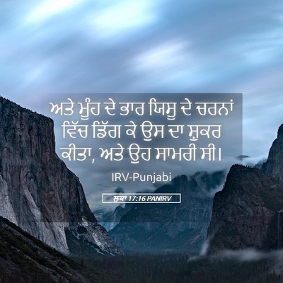 Picture 05 - ਲੂਕਾ 17:16 PANIRV - ਅਤੇ ਮੂੰਹ ਦੇ ਭਾਰ - Bible Verse Picture