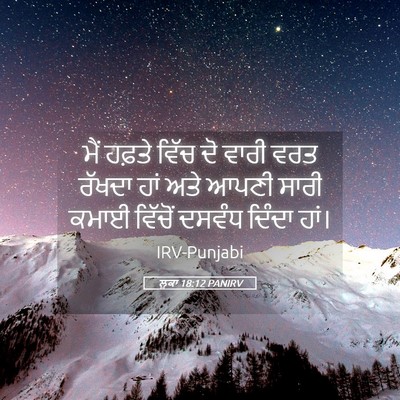 Picture 05 - ਲੂਕਾ 18:12 PANIRV - ਮੈਂ ਹਫ਼ਤੇ ਵਿੱਚ ਦੋ - Bible Verse Picture