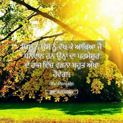 Picture 05 - ਲੂਕਾ 18:24 PANIRV - ਯਿਸੂ ਨੇ ਉਸ ਨੂੰ ਵੇਖ - Bible Verse Picture