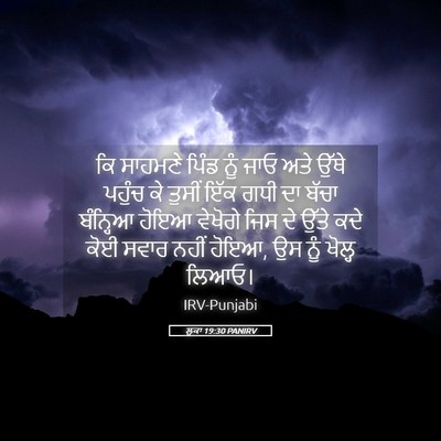 Picture 05 - ਲੂਕਾ 19:30 PANIRV - ਕਿ ਸਾਹਮਣੇ ਪਿੰਡ ਨੂੰ - Bible Verse Picture