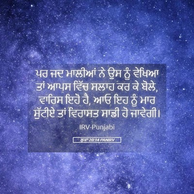 Picture 05 - ਲੂਕਾ 20:14 PANIRV - ਪਰ ਜਦ ਮਾਲੀਆਂ ਨੇ ਉਸ - Bible Verse Picture
