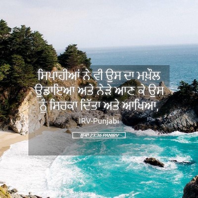 Picture 05 - ਲੂਕਾ 23:36 PANIRV - ਸਿਪਾਹੀਆਂ ਨੇ ਵੀ ਉਸ - Bible Verse Picture
