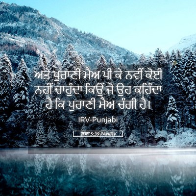 Picture 05 - ਲੂਕਾ 5:39 PANIRV - ਅਤੇ ਪੁਰਾਣੀ ਮੈਅ ਪੀ - Bible Verse Picture