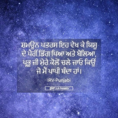 Picture 05 - ਲੂਕਾ 5:8 PANIRV - ਸ਼ਮਊਨ ਪਤਰਸ ਇਹ ਵੇਖ - Bible Verse Picture