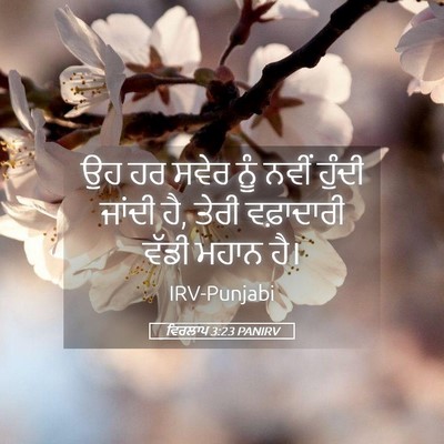 Picture 05 - ਵਿਰਲਾਪ 3:23 PANIRV - ਉਹ ਹਰ ਸਵੇਰ ਨੂੰ ਨਵੀਂ - Bible Verse Picture