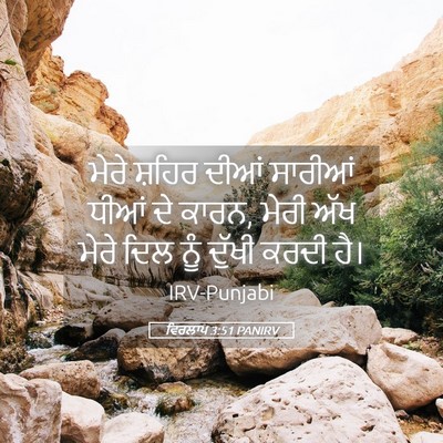 Picture 05 - ਵਿਰਲਾਪ 3:51 PANIRV - ਮੇਰੇ ਸ਼ਹਿਰ ਦੀਆਂ - Bible Verse Picture