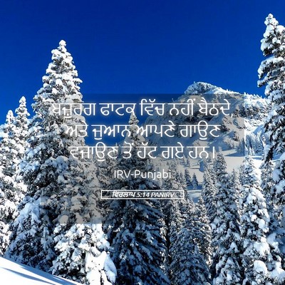 Picture 05 - ਵਿਰਲਾਪ 5:14 PANIRV - ਬਜ਼ੁਰਗ ਫਾਟਕ ਵਿੱਚ - Bible Verse Picture