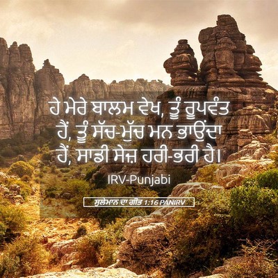Picture 05 - ਸੁਲੇਮਾਨ ਦਾ ਗੀਤ 1:16 PANIRV - ਹੇ ਮੇਰੇ ਬਾਲਮ ਵੇਖ, - Bible Verse Picture