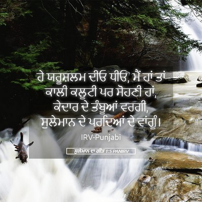 Picture 05 - ਸੁਲੇਮਾਨ ਦਾ ਗੀਤ 1:5 PANIRV - ਹੇ ਯਰੂਸ਼ਲਮ ਦੀਓ ਧੀਓ, - Bible Verse Picture