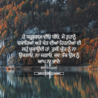 Picture 05 - ਸੁਲੇਮਾਨ ਦਾ ਗੀਤ 3:5 PANIRV - ਹੇ ਯਰੂਸ਼ਲਮ ਦੀਓ ਧੀਓ, - Bible Verse Picture