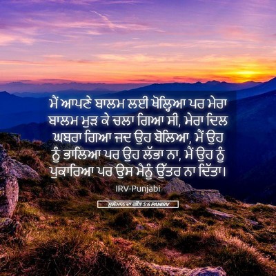 Picture 05 - ਸੁਲੇਮਾਨ ਦਾ ਗੀਤ 5:6 PANIRV - ਮੈਂ ਆਪਣੇ ਬਾਲਮ ਲਈ - Bible Verse Picture