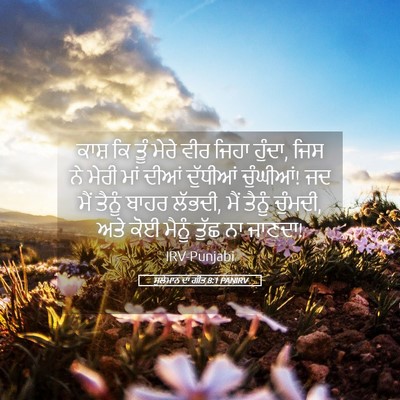 Picture 05 - ਸੁਲੇਮਾਨ ਦਾ ਗੀਤ 8:1 PANIRV - ਕਾਸ਼ ਕਿ ਤੂੰ ਮੇਰੇ - Bible Verse Picture