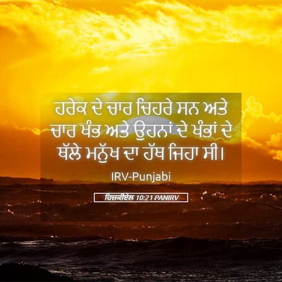 Picture 05 - ਹਿਜ਼ਕੀਏਲ 10:21 PANIRV - ਹਰੇਕ ਦੇ ਚਾਰ ਚਿਹਰੇ - Bible Verse Picture
