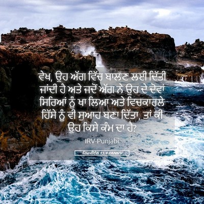 Picture 05 - ਹਿਜ਼ਕੀਏਲ 15:4 PANIRV - ਵੇਖ, ਉਹ ਅੱਗ ਵਿੱਚ - Bible Verse Picture