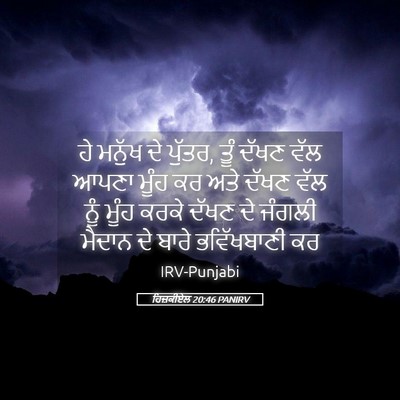 Picture 05 - ਹਿਜ਼ਕੀਏਲ 20:46 PANIRV - ਹੇ ਮਨੁੱਖ ਦੇ ਪੁੱਤਰ, - Bible Verse Picture