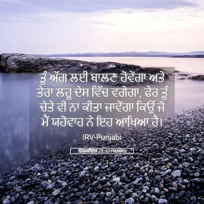 Picture 05 - ਹਿਜ਼ਕੀਏਲ 21:32 PANIRV - ਤੂੰ ਅੱਗ ਲਈ ਬਾਲਣ - Bible Verse Picture
