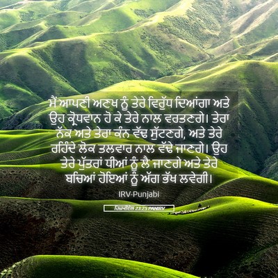 Picture 05 - ਹਿਜ਼ਕੀਏਲ 23:25 PANIRV - ਮੈਂ ਆਪਣੀ ਅਣਖ ਨੂੰ - Bible Verse Picture