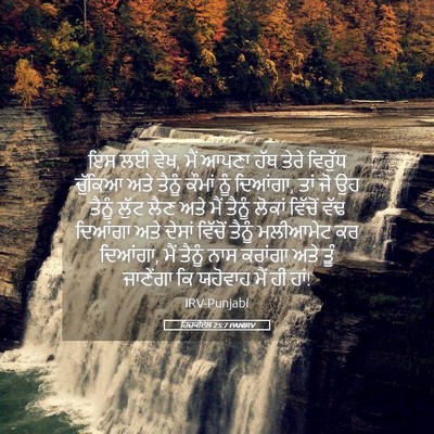Picture 05 - ਹਿਜ਼ਕੀਏਲ 25:7 PANIRV - ਇਸ ਲਈ ਵੇਖ, ਮੈਂ ਆਪਣਾ - Bible Verse Picture