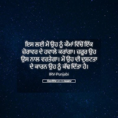 Picture 05 - ਹਿਜ਼ਕੀਏਲ 31:11 PANIRV - ਇਸ ਲਈ ਮੈਂ ਉਹ ਨੂੰ - Bible Verse Picture