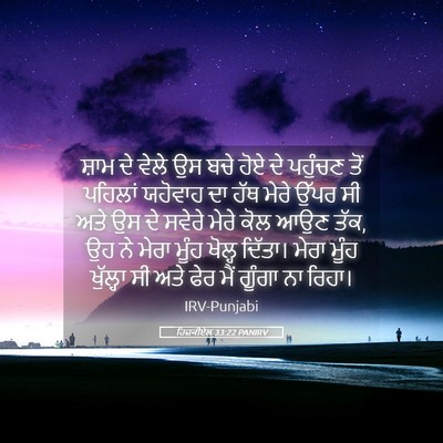 Picture 05 - ਹਿਜ਼ਕੀਏਲ 33:22 PANIRV - ਸ਼ਾਮ ਦੇ ਵੇਲੇ ਉਸ ਬਚੇ - Bible Verse Picture