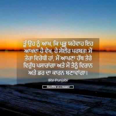 Picture 05 - ਹਿਜ਼ਕੀਏਲ 35:3 PANIRV - ਤੂੰ ਉਹ ਨੂੰ ਆਖ, ਕਿ - Bible Verse Picture
