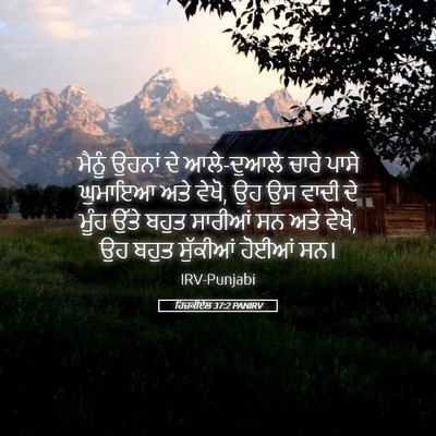 Picture 05 - ਹਿਜ਼ਕੀਏਲ 37:2 PANIRV - ਮੈਨੂੰ ਉਹਨਾਂ ਦੇ - Bible Verse Picture