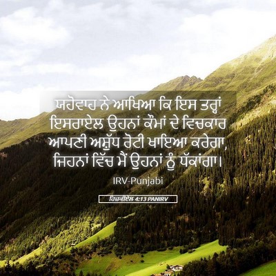 Picture 05 - ਹਿਜ਼ਕੀਏਲ 4:13 PANIRV - ਯਹੋਵਾਹ ਨੇ ਆਖਿਆ ਕਿ - Bible Verse Picture