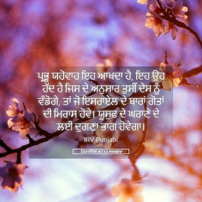 Picture 05 - ਹਿਜ਼ਕੀਏਲ 47:13 PANIRV - ਪ੍ਰਭੂ ਯਹੋਵਾਹ ਇਹ - Bible Verse Picture