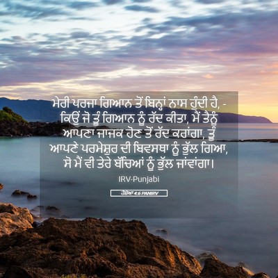 Picture 05 - ਹੋਸ਼ੇਆ 4:6 PANIRV - ਮੇਰੀ ਪਰਜਾ ਗਿਆਨ ਤੋਂ - Bible Verse Picture