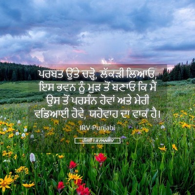 Picture 05 - ਹੱਜਈ 1:8 PANIRV - ਪਰਬਤ ਉੱਤੇ ਚੜ੍ਹੋ, - Bible Verse Picture