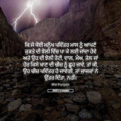 Picture 05 - ਹੱਜਈ 2:12 PANIRV - ਕਿ ਜੇ ਕੋਈ ਮਨੁੱਖ - Bible Verse Picture