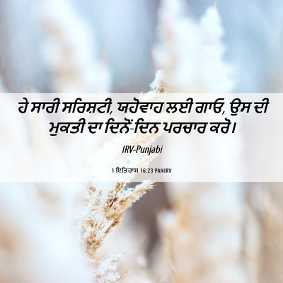 Picture 06 - 1 ਇਤਿਹਾਸ 16:23 PANIRV - ਹੇ ਸਾਰੀ ਸਰਿਸ਼ਟੀ, - Bible Verse Picture