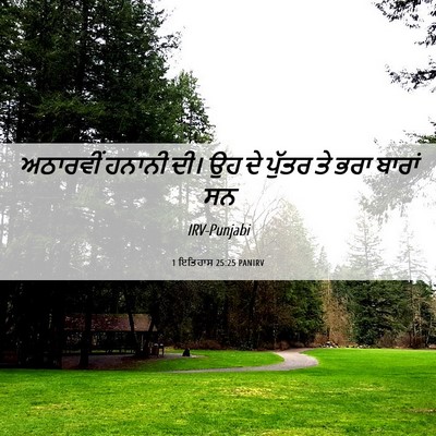 Picture 06 - 1 ਇਤਿਹਾਸ 25:25 PANIRV - ਅਠਾਰਵੀਂ ਹਨਾਨੀ ਦੀ। - Bible Verse Picture