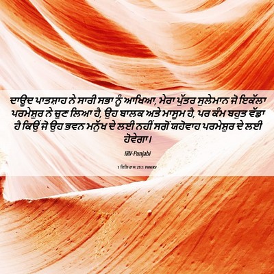 Picture 06 - 1 ਇਤਿਹਾਸ 29:1 PANIRV - ਦਾਊਦ ਪਾਤਸ਼ਾਹ ਨੇ - Bible Verse Picture