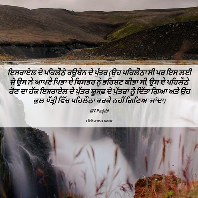 Picture 06 - 1 ਇਤਿਹਾਸ 5:1 PANIRV - ਇਸਰਾਏਲ ਦੇ ਪਹਿਲੌਠੇ - Bible Verse Picture