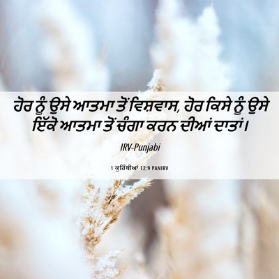 Picture 06 - 1 ਕੁਰਿੰਥੀਆਂ 12:9 PANIRV - ਹੋਰ ਨੂੰ ਉਸੇ ਆਤਮਾ - Bible Verse Picture