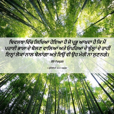 Picture 06 - 1 ਕੁਰਿੰਥੀਆਂ 14:21 PANIRV - ਬਿਵਸਥਾ ਵਿੱਚ ਲਿਖਿਆ - Bible Verse Picture