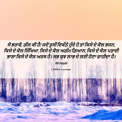 Picture 06 - 1 ਕੁਰਿੰਥੀਆਂ 14:26 PANIRV - ਸੋ ਭਰਾਵੋ, ਗੱਲ ਕੀ ਹੈ? - Bible Verse Picture
