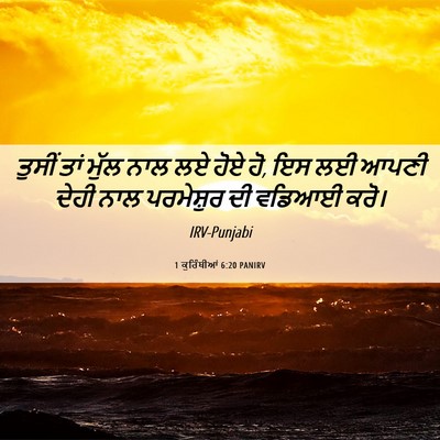 Picture 06 - 1 ਕੁਰਿੰਥੀਆਂ 6:20 PANIRV - ਤੁਸੀਂ ਤਾਂ ਮੁੱਲ ਨਾਲ - Bible Verse Picture