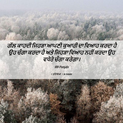 Picture 06 - 1 ਕੁਰਿੰਥੀਆਂ 7:38 PANIRV - ਗੱਲ ਕਾਹਦੀ ਜਿਹੜਾ - Bible Verse Picture