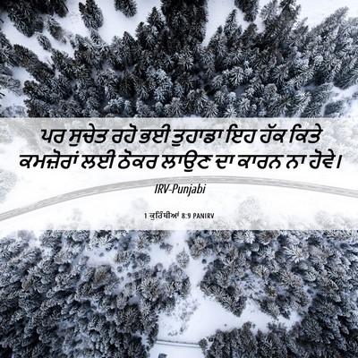 Picture 06 - 1 ਕੁਰਿੰਥੀਆਂ 8:9 PANIRV - ਪਰ ਸੁਚੇਤ ਰਹੋ ਭਈ - Bible Verse Picture