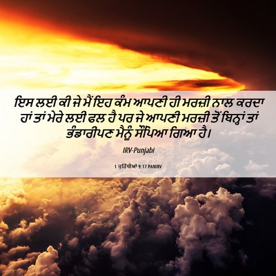 Picture 06 - 1 ਕੁਰਿੰਥੀਆਂ 9:17 PANIRV - ਇਸ ਲਈ ਕੀ ਜੇ ਮੈਂ ਇਹ - Bible Verse Picture
