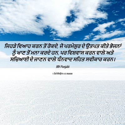 Picture 06 - 1 ਤਿਮੋਥਿਉਸ 4:3 PANIRV - ਜਿਹੜੇ ਵਿਆਹ ਕਰਨ ਤੋਂ - Bible Verse Picture