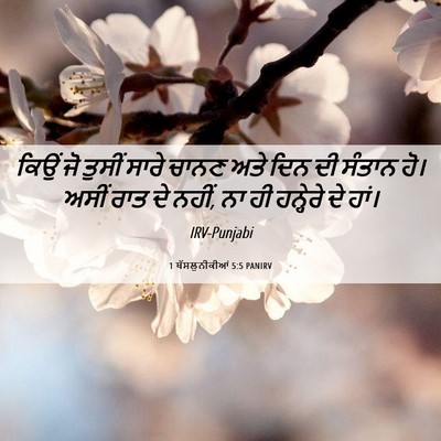 Picture 06 - 1 ਥੱਸਲੁਨੀਕੀਆਂ 5:5 PANIRV - ਕਿਉਂ ਜੋ ਤੁਸੀਂ ਸਾਰੇ - Bible Verse Picture
