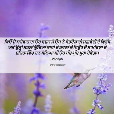 Picture 06 - 1 ਰਾਜਿਆਂ 13:32 PANIRV - ਕਿਉਂ ਜੋ ਯਹੋਵਾਹ ਦਾ - Bible Verse Picture