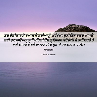 Picture 06 - 1 ਰਾਜਿਆਂ 18:25 PANIRV - ਤਦ ਏਲੀਯਾਹ ਨੇ ਬਆਲ ਦੇ - Bible Verse Picture