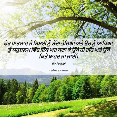 Picture 06 - 1 ਰਾਜਿਆਂ 2:36 PANIRV - ਫੇਰ ਪਾਤਸ਼ਾਹ ਨੇ - Bible Verse Picture