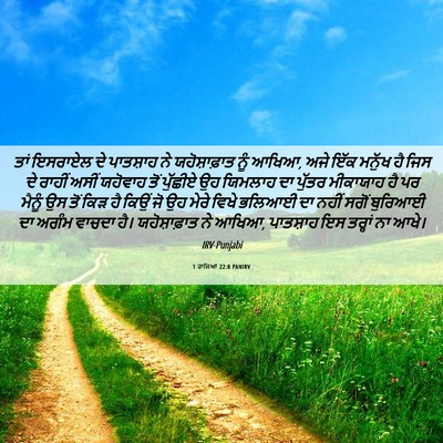 Picture 06 - 1 ਰਾਜਿਆਂ 22:8 PANIRV - ਤਾਂ ਇਸਰਾਏਲ ਦੇ - Bible Verse Picture