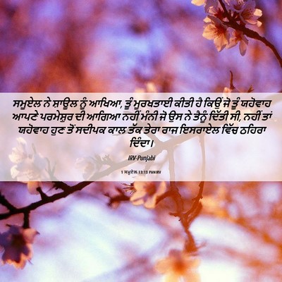 Picture 06 - 1 ਸਮੂਏਲ 13:13 PANIRV - ਸਮੂਏਲ ਨੇ ਸ਼ਾਊਲ ਨੂੰ - Bible Verse Picture